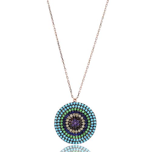 Colurful Round Shape Turkish Wholesale Handmade 925k Sterling Silver Pendant